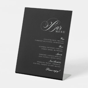 Classic Ivory Black Bar Drinks Menu Wedding Sign