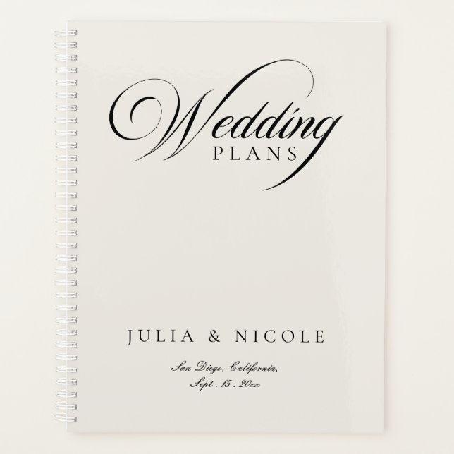 Classic Ivory Black Calligraphy Planner Notebook (Front)