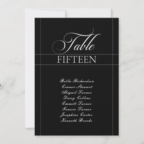 Classic Ivory Black Calligraphy Table Number Sign