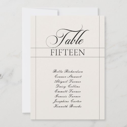 Classic Ivory Black Calligraphy Table Number Sign