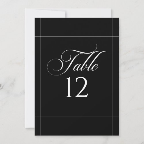 Classic Ivory Black Calligraphy Table Number Sign