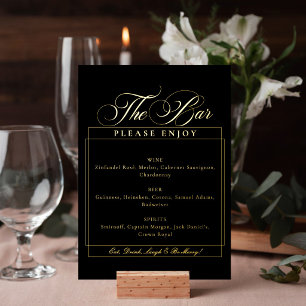 Classic Ivory Black Calligraphy Wedding Bar Sign Foil Invitation