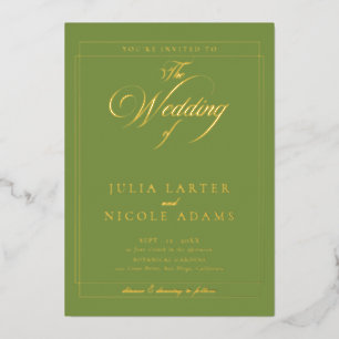Classic Ivory Black Calligraphy Wedding Foil Invitation