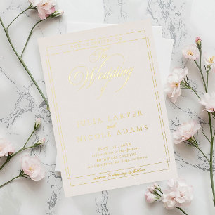 Classic Ivory Black Calligraphy Wedding Foil Invitation
