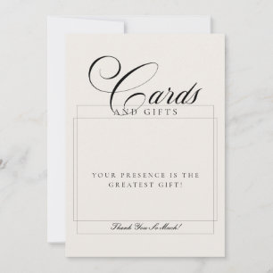 Classic Ivory Black Cards & Gifts Wedding Sign