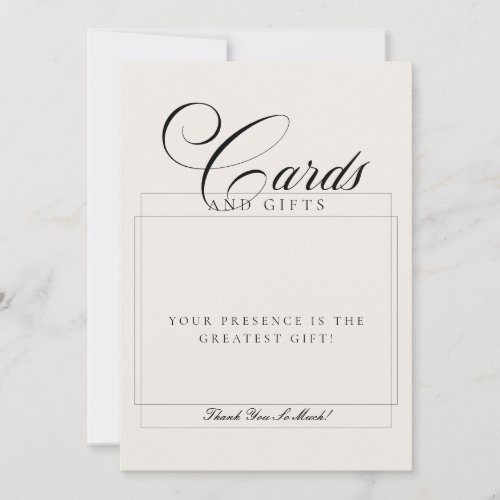 Classic Ivory Black Cards & Gifts Wedding Sign