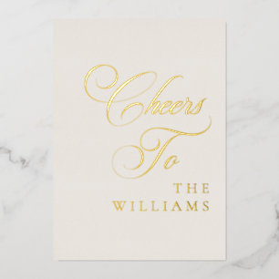 Classic Ivory Black Cheers To Wedding Sign Foil Invitation