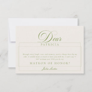 Classic Ivory Black Matron of Honor Proposal Cards