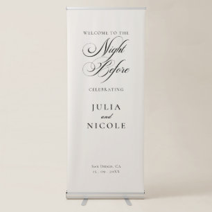 Classic Ivory Black Night Before Rehearsal Dinner Retractable Banner