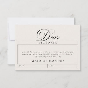 Classic Ivory Black Personalised Bridesmaid Cards