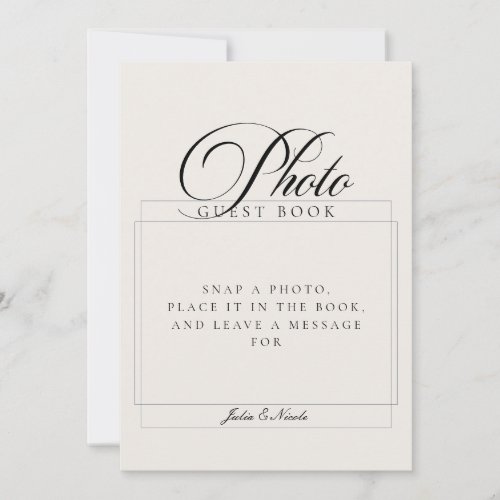 Classic Ivory Black Photo Guest Book Wedding Sign Invitation