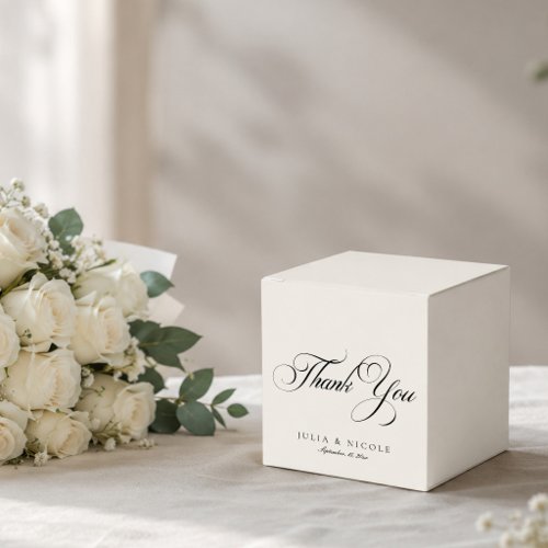 Classic Ivory Black Sweet Thank You Wedding Favor Boxes