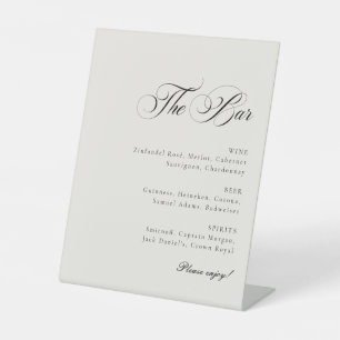 Classic Ivory Black The Bar Drinks Wedding Sign