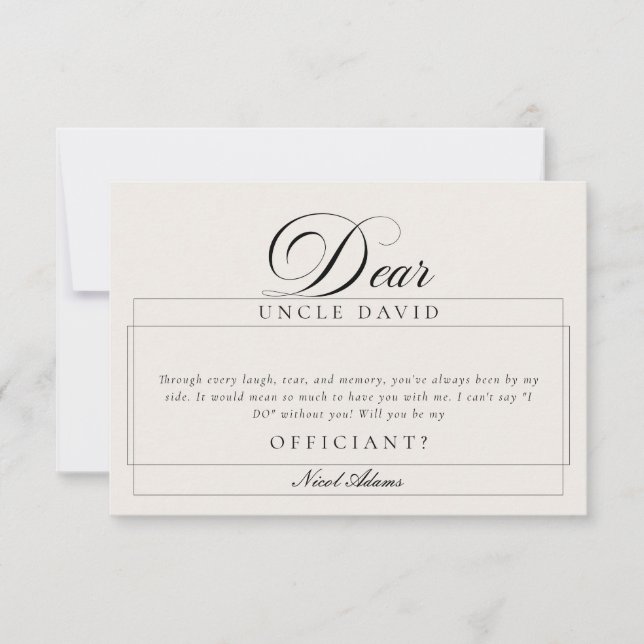 Classic Ivory Black Usher Wedding Proposal Cards (Front)