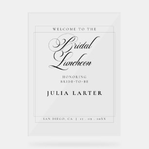 Classic Ivory Black Wedding Bridal Luncheon Acrylic Sign