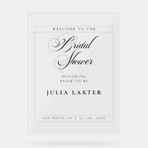 Classic Ivory Black Wedding Bridal Shower Acrylic Sign