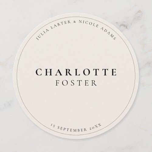 Classic Ivory Black Wedding Guest Place Card Menu