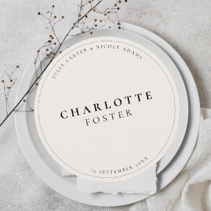 Classic Ivory Black Wedding Guest Place Card Menu