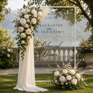 Classic Ivory Black Wedding Rehearsal Dinner Sign