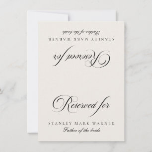 Classic Ivory Black Wedding Reserved Table Card