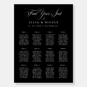 Classic Ivory Black Wedding Seating Chart Sign