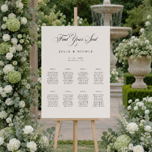 Classic Ivory Black Wedding Seating Chart Sign (