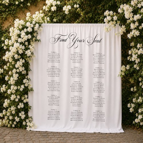 Classic Ivory Black Wedding Seating Chart Sign Tapestry