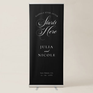 Classic Ivory Black Welcome Wedding Banner Sign