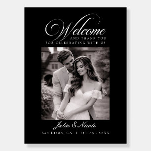 Classic Ivory Black White Wedding Welcome Sign