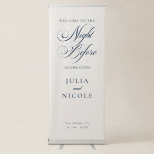 Classic Ivory Blue Calligraphy The Night Before Retractable Banner