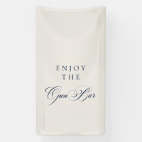 Classic Ivory Blue Calligraphy Wedding Open Bar