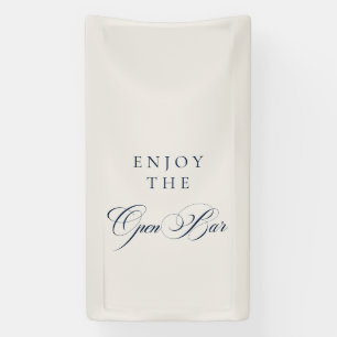 Classic Ivory Blue Calligraphy Wedding Open Bar Banner
