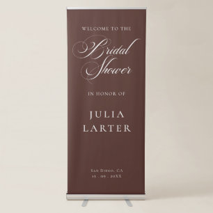 Classic Ivory Brown Calligraphy Bridal Shower Retractable Banner