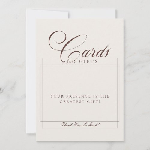 Classic Ivory Brown Cards & Gifts Wedding Sign