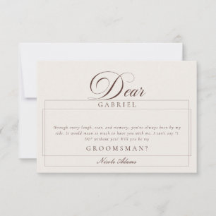 Classic Ivory Brown Groomsman Proposal Cards