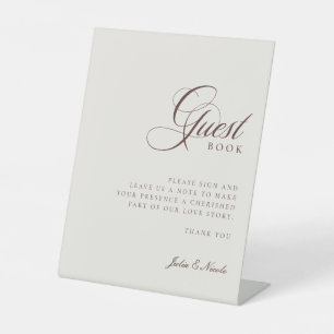 Classic Ivory Brown Guest Book Wedding Sign