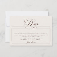 Classic Ivory Brown Maid of Honor Bridesmaid Cards