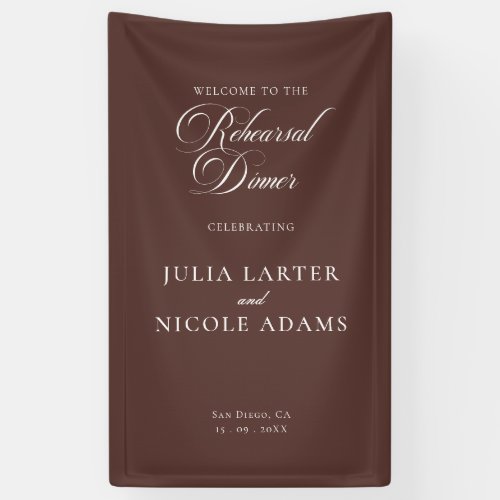Classic Ivory Brown Rehearsal Dinner Banner Sign