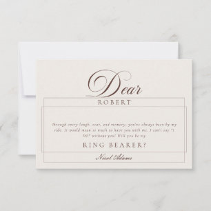Classic Ivory Brown Ring Bearer Proposal Cards
