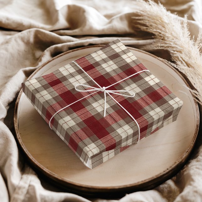 Classic Ivory Brown Rust Red Plaid Pattern Tissue Paper (Creator Uploaded)
