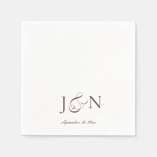 Classic Ivory Brown Script Calligraphy Wedding Napkins