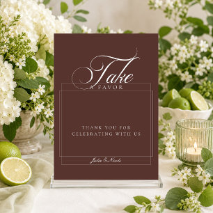 Classic Ivory Brown Take A favor Wedding Sign Invitation