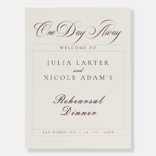 Classic Ivory Brown Wedding Rehearsal Dinner Sign