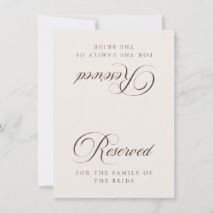 Classic Ivory Brown Wedding Reserved Table Card