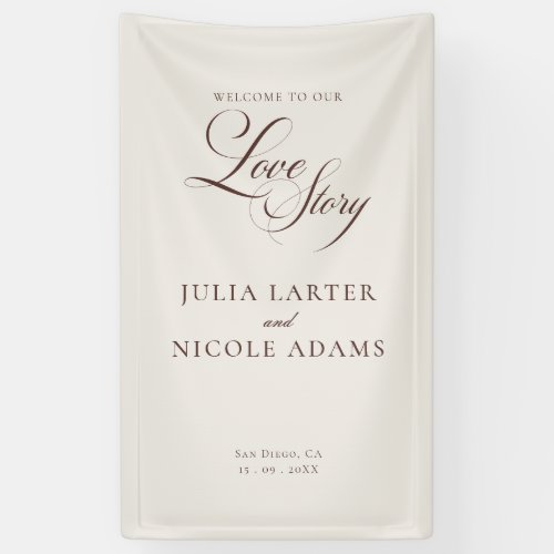 Classic Ivory Brown Welcome Wedding Banner Sign