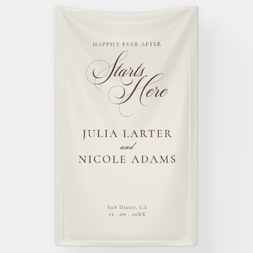 Classic Ivory Brown Welcome Wedding Banner Sign