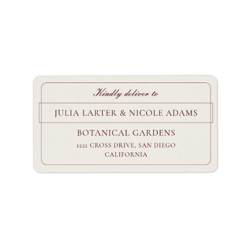 Classic Ivory Burgundy Calligraphy Address Labels