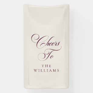Classic Ivory Burgundy Calligraphy Cheers To Banner