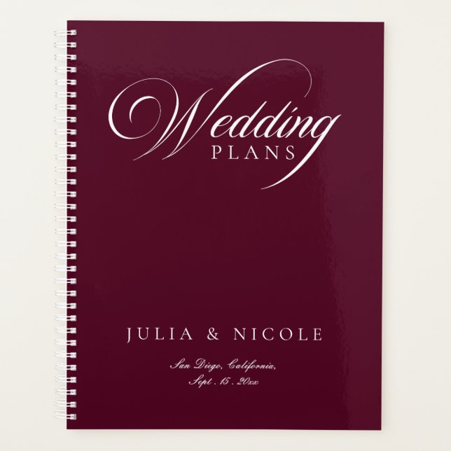 Classic Ivory Burgundy Calligraphy Plan Notebook (Front)