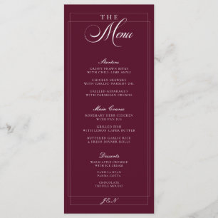 Classic Ivory Burgundy Calligraphy Wedding Menu